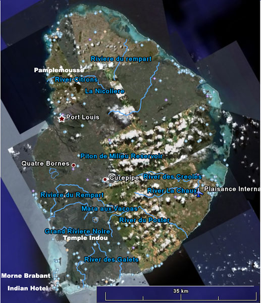 Ile Maurice depuis Google Earth. 