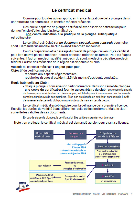 Extrait du manuel d'accueil nouveau plongeur. 