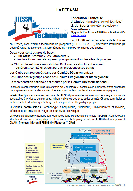 Extrait du manuel d'accueil nouveau plongeur. 