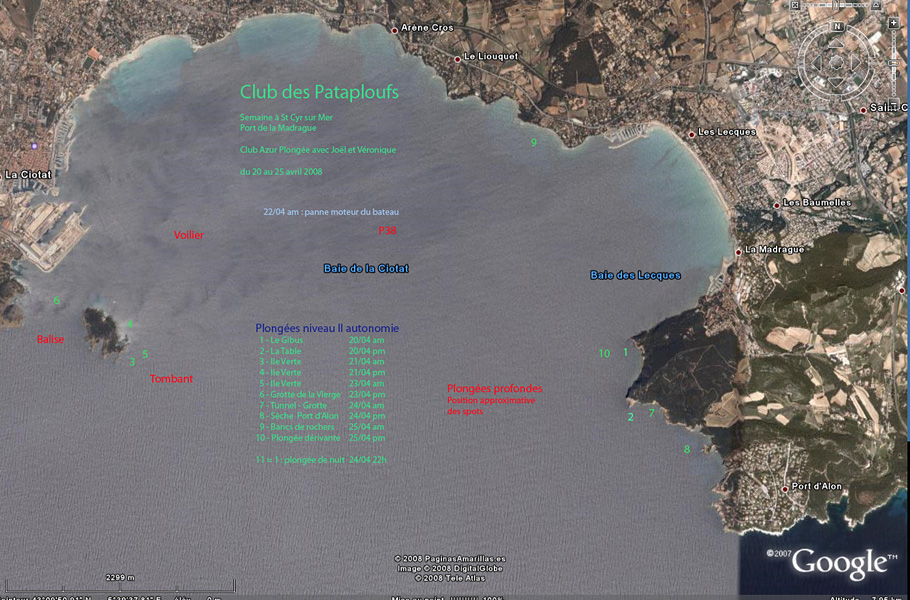 La carte des plong�es. StageStCyrd