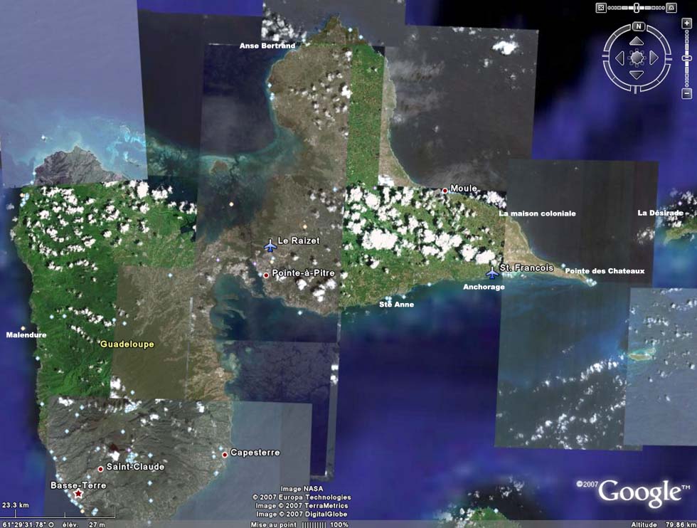 La Guadeloupe, d'apr�s Gougle earth. 